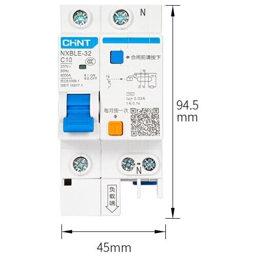Zhengtai air switch 1P+N with leakage protection circuit breaker 220v single phase