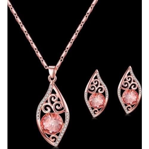 Noble Creative Fashion Hollow Set Necklace Earring Jewelry Two Piece Wedding Jewelry Banquet Dress Jewelry