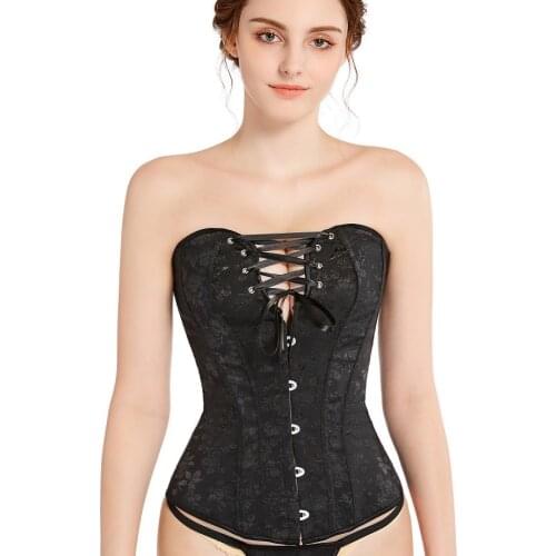 Gothic Bustier Corset Overbust Corselet Sexy Corset Top Belly Sheath Women Body Shapewear Push Up Modeling Strap Black Plus Size