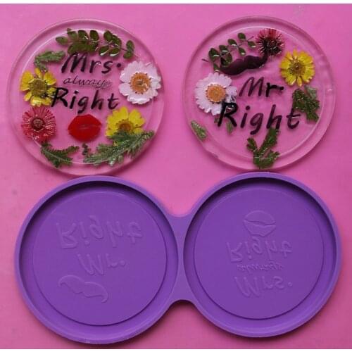 100pcs Diy Crystal Tea Tray Coaster Mold Mr & Mrs Right Couple Epoxy Resin Mold Home Wedding Party Decoration