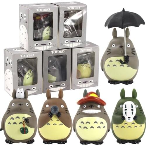 11.5-16cm Miyazaki Hayao My Neighbor Totoro with Umbrella Cosplay No Face Men PVC Action Figures Model Toys Car Decoration Gifts