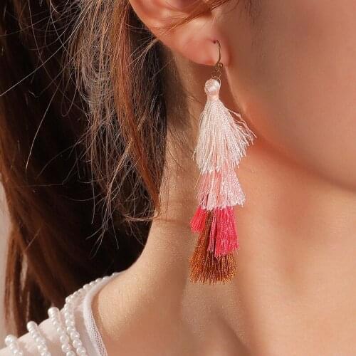2021 New European Multi-layer Tassel Earrings Bohemian Women Fashion Jewelry Drop Earrings Accessories Charm Oorbellen