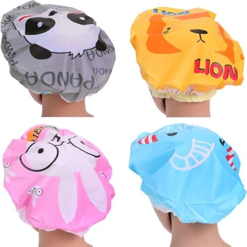 4 Pcs / Lot Lovely Cartoon Women Shower Caps Colorful Bath Shower Hair Cover Adults Waterproof Bathing Cap Animal Series