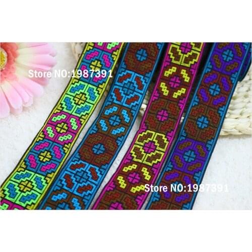 7yards/lots Woven Jacquard Ribbon 3.3cm 4color Geometric pattern LS-4533