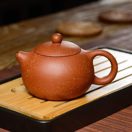 Authentic Yixing purple clay tea pot Xishi teapot pure manual raw ore dragon blood sand Kung fu teapot ball hole filter 210ml