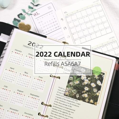 MyPretties 2022 2021 Year Calendar Refill Papers Index Divider for A5 A6 6 Hole Binder Organizer Notebook Filler Papers