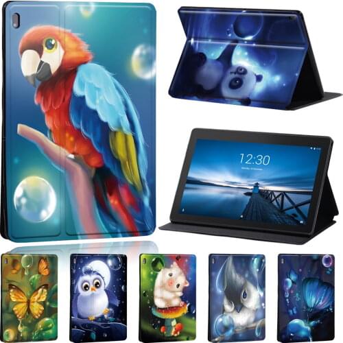 Cute Animal Tablet Case for Lenovo Tab E10 10.1 Inch/Lenovo Tab M10 10.1 Inch High Quality Leather Stand Cover Case + Stylus
