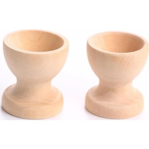 Wooden Egg Cups Easter Egg DIY Unfinished Crafts Smooth Surface Wooden Teething Toys Wood Painting Blocks Toys F20174006