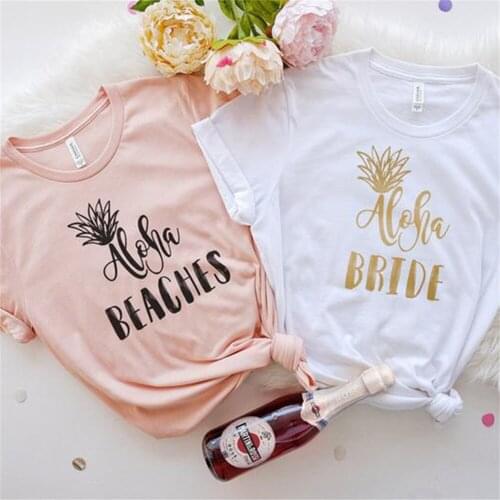 Bride Beaches Fashion T Shirt Women Aesthetic Fashion Pineapple Graphic Shirts Wedding Party Funny Tops IVLP