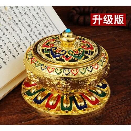 GOOD # Wholesale Buddhist article HOME Buddhist Temple High-grade gilding Lotus Buddhist incense burner copper FENG SHUI statue