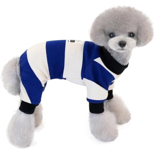 Pet Dog Striped Jumpsuit T-Shirt Cat Puppy Coat Pants Autumn/Winter Clothes Dog Apparel 3 Colors