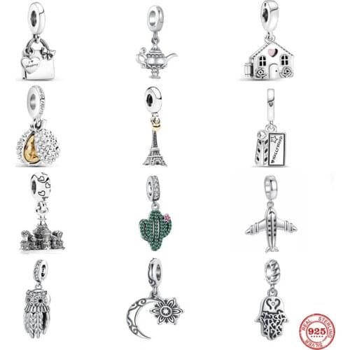 Hot Sale 925 Sterling Silver Cactus Durian Tower Bag Pendant Suitable For Original Pandora Bracelet Fashion DIY Ladies Jewelry
