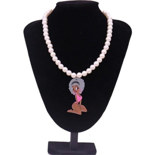 Custom Handmade Trendy European African Girl Painted Wooden Pearl Choker Necklaces Bohemian Ethnic Women Gift Jewelry