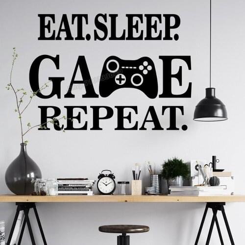 Eat Sleep Game Repeat Wall Decal game room decor video game joystick Wall Sticker gamer gift Sticker teen boy room decor B102