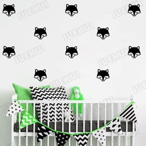 Fox Head Wallpaper Pattern Decals Nursery Kids Room Animal Lovely Wall Stickers for Babies Bedroom Vinyl Art Poster Murals TA343