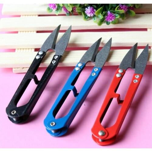 1PCS/wholesale High quality high carbon steel Shear Fish line scissors 15g/10.5cm U-shaped fishing line scissors sewing wholesa