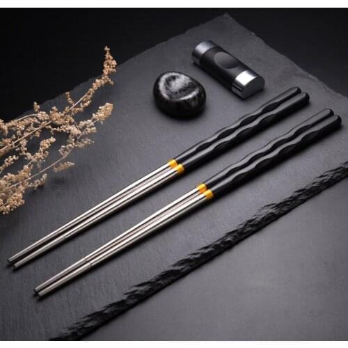 Stainless Steel Chopsticks Chinese Stylish Healthy Light Weight Chopsticks Metal Non-slip Design Kitchen Portable Reusable