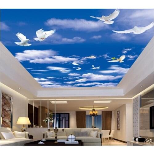 Custom wallpaper living room ceiling wallpaper blue sky white sky pigeon ceiling 3d mural wallpaper papel de parede Beibehang