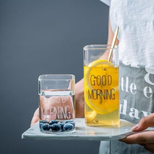 240 400ml Korean Style Simple Tea Juice Coffee Milk Cup Glass Personality Creative Trend Simple Drinkware Transparent Square Cup