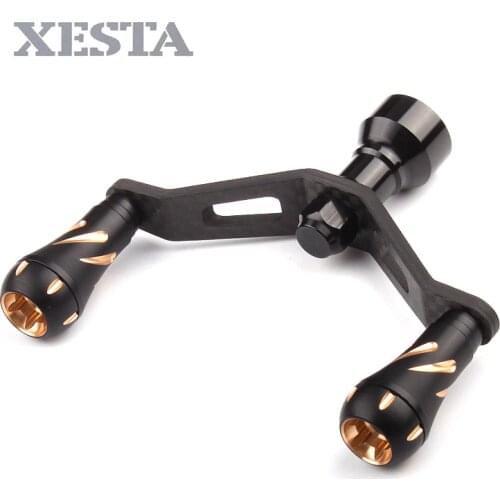 XESTA Fishing Reels handle fit for daiwa reels Double Alloy Knob Carbon Fiber rod Stainless Steel Shaft Reel Fishing Accessories