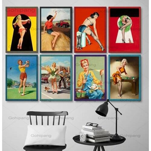Seductive Girl World War Ii Sexy Pin Up Girl Art Home Decor Room Living Sofa Wall Decor Picture Quality Canvas Painting Poster