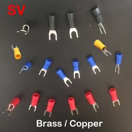 SV5.5-6 SV5.5-8 Blue Black Red Yellow Green U Spade Fork Brass Copper Lug Splice Insulated Cable Wire Connector Crimp Terminal