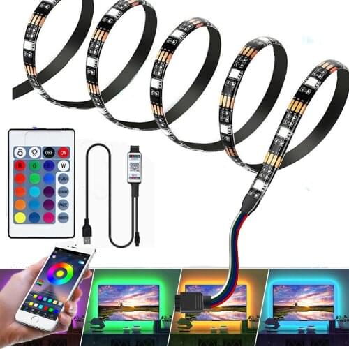 USB / battery Bluetooth LED Backlight DC 5V Strip 5050 RGB Multi Color Tape Phone Control Music Mode Timing HDTV TV Night Light