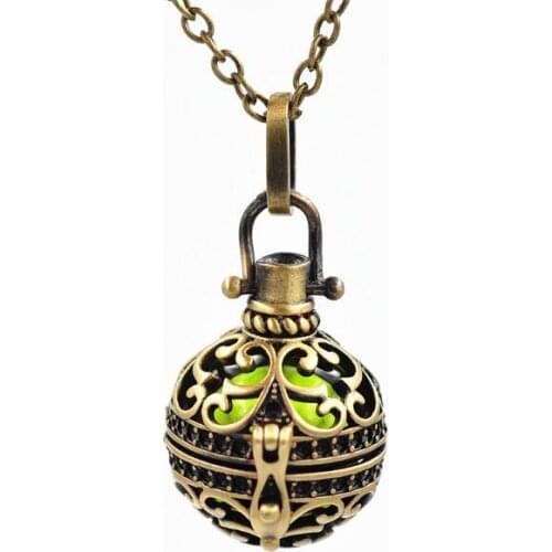 Vintage brass ox mexican de bingo antenatal trainning belly ball pendant necklace