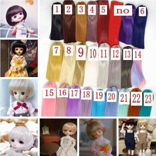 New BJD SD Bob Hair with Bang 1/3 1/4 1/6 1/8 High Temperature Fiber Hair Black Doll Wig Multi-color Doll Accessories