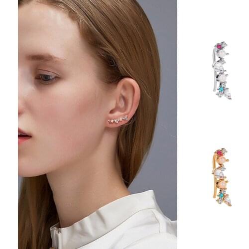 High Grade Kpop Zircon Long Earrings For Women Girls Fashion Colorful Crystal Charms Copper Clip Ear Jewelry Party Gifts