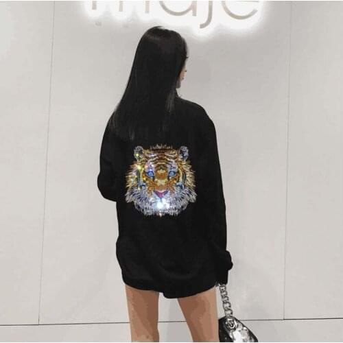 Diamond stone top quality Hoodies Women winter Short Sleeve Hot drill Sweatshirts Loose design Drop Shipping
