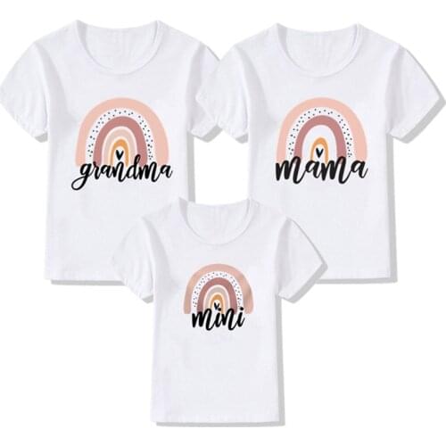 1PC Rainbow Mommy and Me Shirt Fashion Family Matching Clothes Rainbow Grandma Mama and Mini T Shirt Cute Family Look Outfits