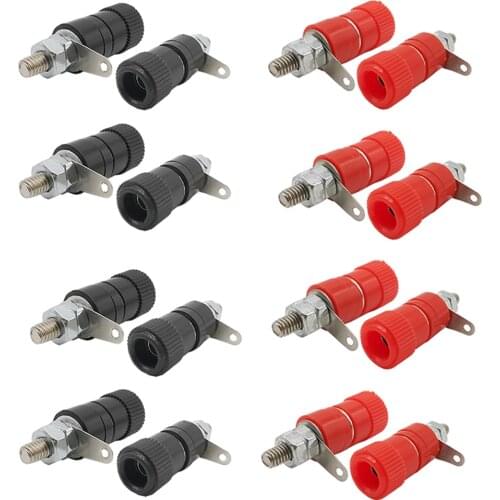 10Pcs 4mm Banana Plugs Socket Binding Post Nickel Plated Banana Plug Jack Connector Red & Black DIY