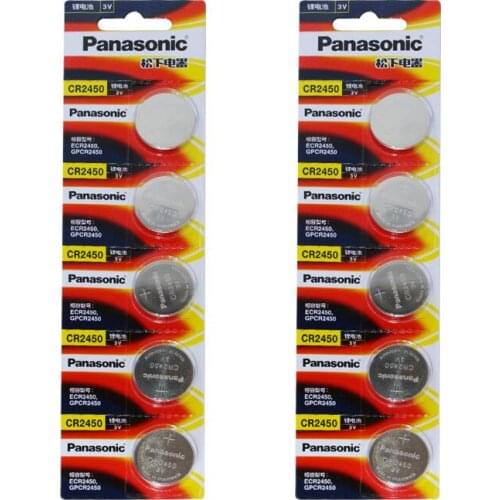 10pcs/lot Panasonic CR2450 CR 2450 3V Lithium Button Cell Battery Coin Batteries For Watches,clocks,hearing aids