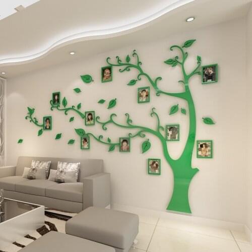 DIY 3D Tree Wall Stickers Family Photo Frame Wall Decal Mural Room Crystal Stickers Office Living Event Acrylic Decor Wall