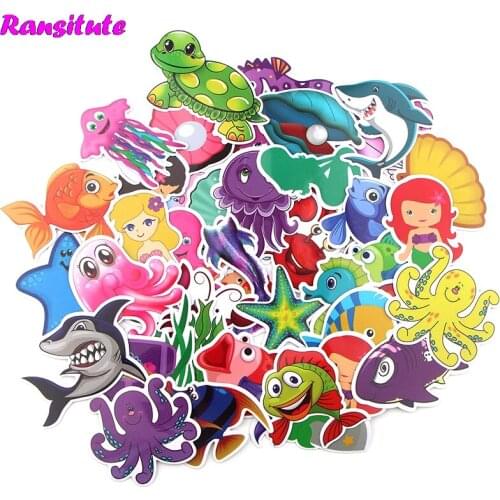 41Pcs/set Marine Life Graffiti Sticker Children DIY Skateboard Computer Suitcase Mobile Phone Waterproof Sticker R466