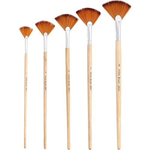5 Pcs Fan Shaped Brushes Watercolor Fabric Artists Paint Set Oil Painting