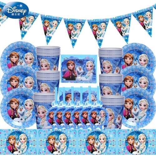 69pcs/lot Frozen Princess Snow Queen Theme Happy Birthday Party Decor Kids Girl Party Supplies Decoration Tableware Set