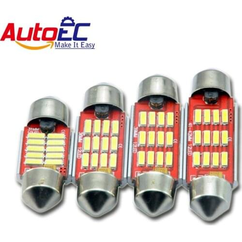 AutoEC 100X Mix size support Canbus Car Festoon led Reading Map Light Lamp 31MM 10SMD 36/39/41/42MM 12SMD 3014 WHITE #LK128