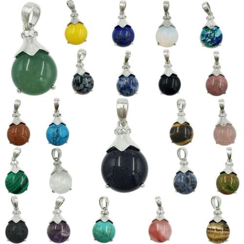 Aventurine Tiger Eye Cherry Quartz Crystal Howlite Malachite Jaspe Goldstone Blue Sand Pendant Bead 1pcs WFH749