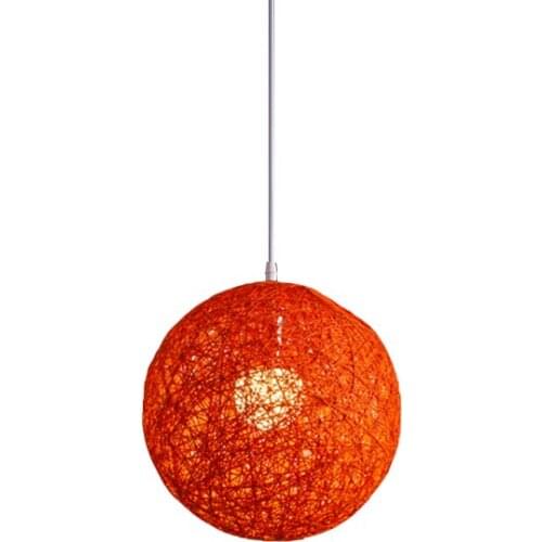 Bamboo, Rattan And Hemp Ball Chandelier Individual Creativity Spherical Rattan Nest Lampshade