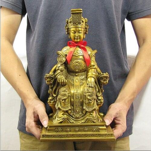 Large HOME family efficacious Talisman Protection Mazu Goddess Matsu Goddess of the Sea Meizhou mother FENG SHUI copper statue