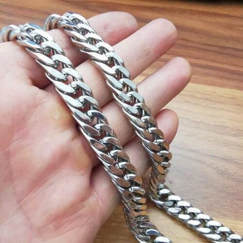 2 meters huge 10.5mm /15mm Silver Jewelry findings Chain Stainless Steel Link Chain Marking DIY Bag clothing accessory chain