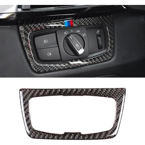 For BMW 3 4 Series F30 F32 2013 2014 2015 2016 2017 2018 Carbon Fiber Car Interior Headlight Switch Frame Cover Trim