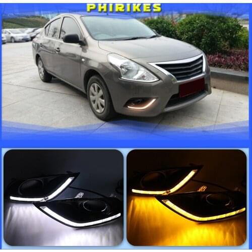2pcs For Nissan Almera Latio Sunny Versa 2014 2015 2016 2017 2018 DRL Daytime Running Lights Daylight Fog Head Lamp