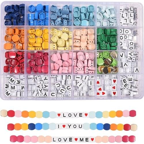 Enamel Tila Tile Beads Love Letter Tile Beads Accessory for Woman Bracelet Jewelry DIY Making Bracelet Charms Beads Letters