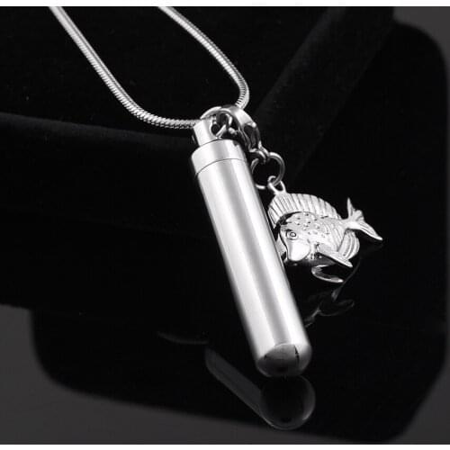 Top Quality DIY Cross Fish Perfume Bottle 316L Stainless Steel Memorial Ash Keepsake Cremation Jewelry Pendant Necklace