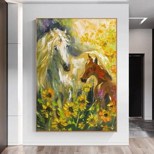 New Design Handmade Horse Head Picture Animal Oil Painting Wall Hanging Canvas Art Large Paintings Artwork For Hotel Hall Decor