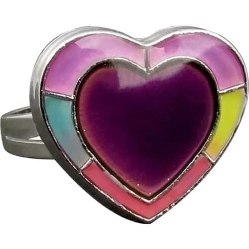 Butterfly Ring Glitter Powder Adjustable Size Fashion Women Jewelry Temperature Control Color Heart Shape Mood Rings Luminous