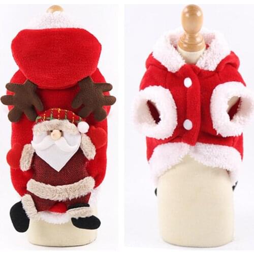 Santa Pet Dog Costume Christmas Clothes for Small Dogs Winter Dog Hooded Coat Jackets Puppy Cat Clothing Chihuahua Yorkie Outfit
